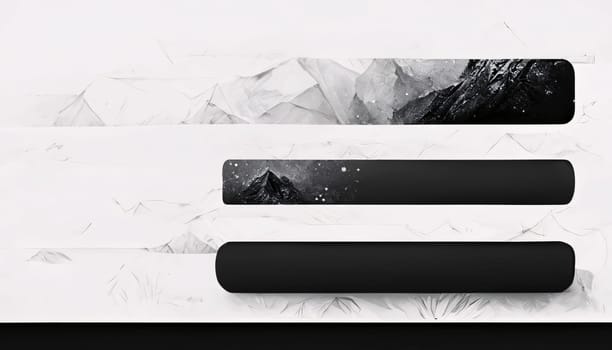 Banner: Black and white banners set with space for text. 3D rendering