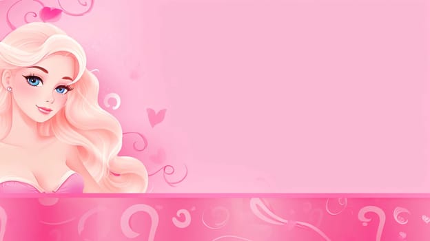 Banner: Valentine's day background with beautiful girl. Vector illustration.