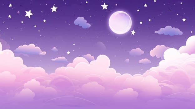 Banner: Night sky background with clouds and moon. Vector illustration. Eps 10