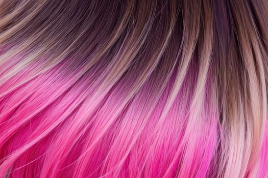 A captivating close-up view of the beautiful pink hair displays the artistic ombre technique, exuding a sense of glamour and refinement