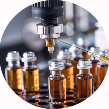 Hospital and doctors help: Laboratory pipette with a drop of CBD oil. Medical background
