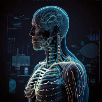 Hospital and doctors help: 3d rendered medically accurate illustration of the male nervous system and skeleton