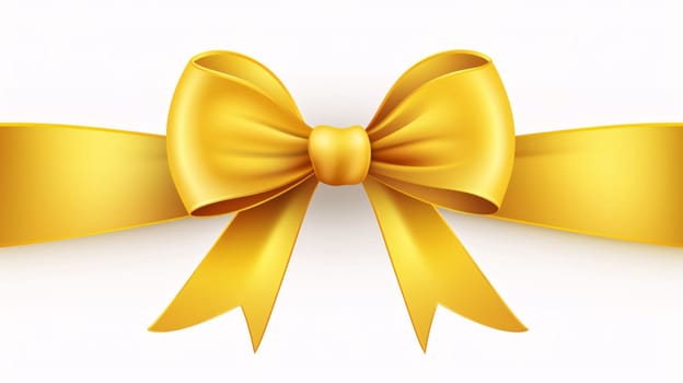 Banner: Golden bow with ribbon isolated on white background. Vector illustration. Eps 10.