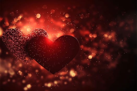 Banner: Valentine's day background with hearts and bokeh lights