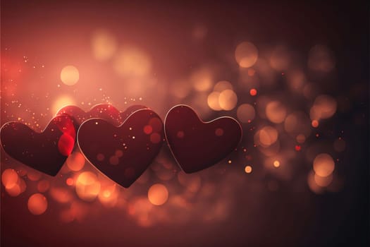 Banner: Valentine's day background with red hearts. Vector illustration.