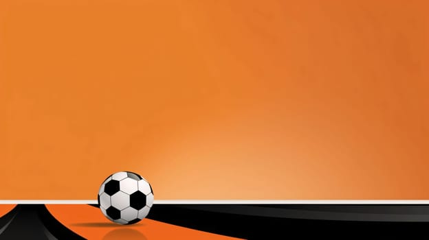 Banner: Soccer ball on the ground with copy space. Vector illustration.