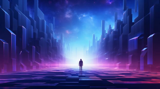 Banner: Silhouette of a man standing in front of a futuristic city