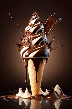 Ice cream cone chocolate. Generative AI,