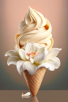 Vanilla ice cream cone. Generative AI,