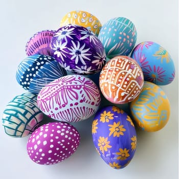 Feasts of the Lord's Resurrection: Colorful easter eggs on a white background. Happy Easter.