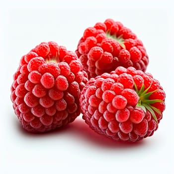 Raspberries isolate on white background. Generative AI,