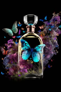 Perfume with floral aroma burst. Generative AI,