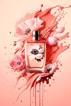 Perfume with floral aroma burst. Generative AI,