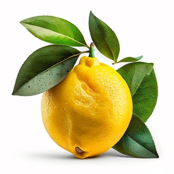 Lemon fruits on a white background. Generative AI,