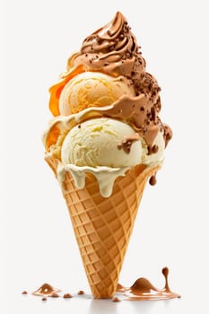 Ice cream cone isolate on white background. Generative AI,