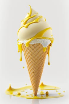 Ice cream cone isolate on white background. Generative AI,