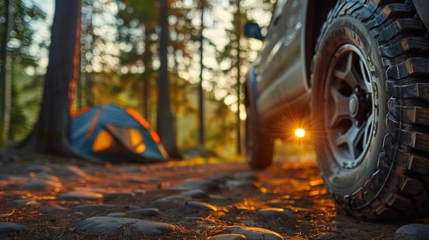 Off road travel on mountain road, Summer travel camping.