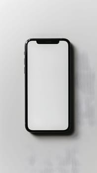 A rectangleshaped black cell phone with a white screen is displayed on a white surface, resembling automotive lighting. The sleek gadget contrasts against the smooth metal and glass surroundings