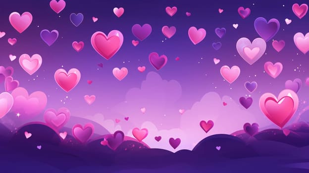 Banner: Valentine's day background with pink hearts. Vector illustration.