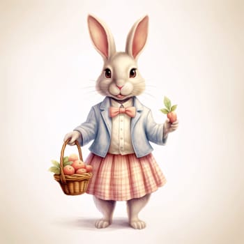 Feasts of the Lord's Resurrection: Easter bunny with basket of eggs and basket of apples, illustration