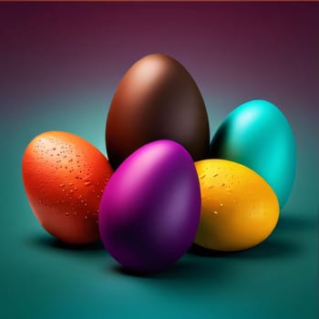 Feasts of the Lord's Resurrection: Colorful Easter eggs on a dark green background. Vector illustration.