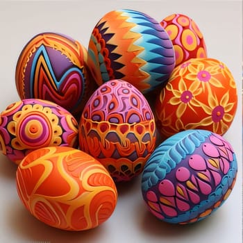 Feasts of the Lord's Resurrection: Colorful painted easter eggs on white background. Happy Easter!