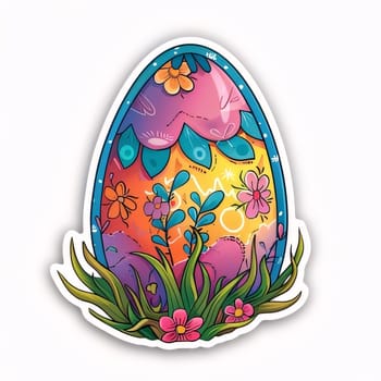 Feasts of the Lord's Resurrection: Easter egg with floral pattern on white background. Vector illustration.