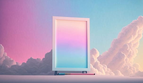 Banner: Blank billboard in the sky. 3d illustration. Mock up.