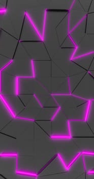 3d rendering. Geometric background with bright pink neon elements. Phone background
