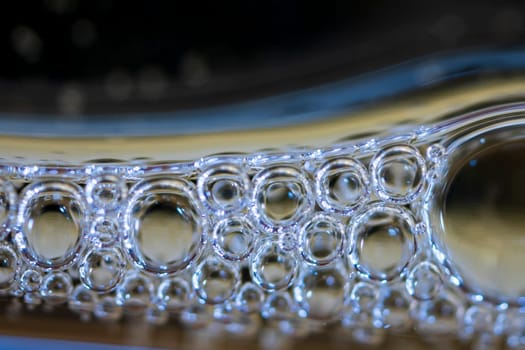 Close up of beautiful air bubbles in the drink