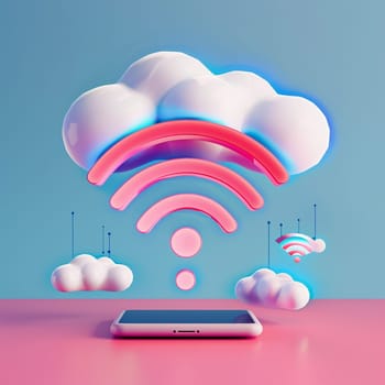 Communication wi-fi and 5g connection 3d elements. 3d Background. High quality illustration