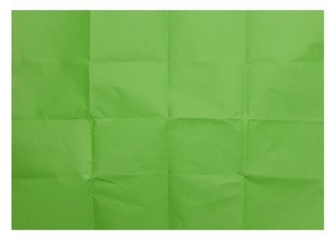 Green folded sheet of paper on isolated background