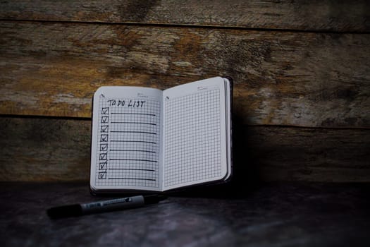 Notepad with a list of cases. High quality photo