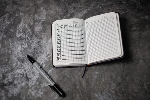 Notepad with a list of cases. High quality photo