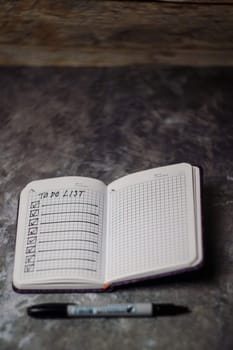 Notepad with a list of cases. High quality photo