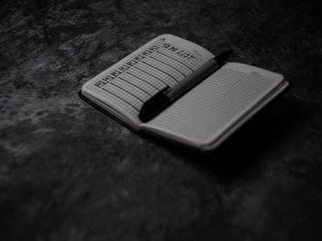 Notepad with a list of cases. High quality photo