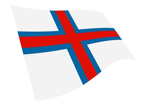 A Faroe Islands waving flag graphic isolated on white with clipping path