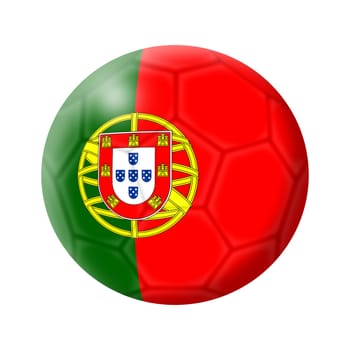 A Portugal soccer ball football 3d illustration isolated on white with clipping path