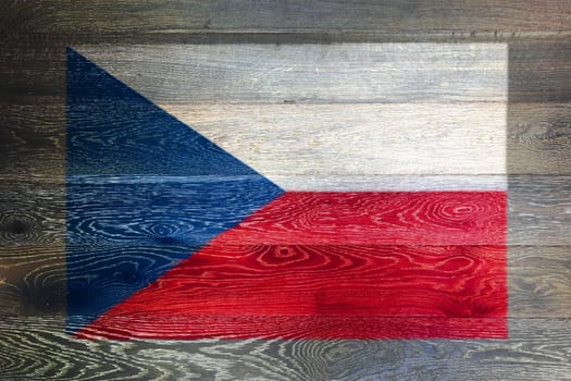 A Czech republic flag on rustic old wood surface background