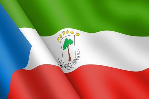 An Equatorial Guinea waving flag 3d illustration wind ripple