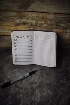 Notepad with a list of cases. High quality photo