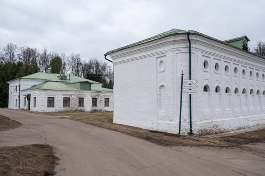 Serednikovo manor, mansion, palace, white building. Equestrian building, arena in the Serednikovo estate in the Moscow region, a park-manor of the end of the XVIII beginning of the XIX century