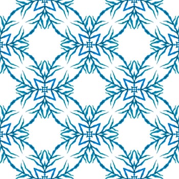 Exotic seamless pattern. Blue ideal boho chic summer design. Summer exotic seamless border. Textile ready unequaled print, swimwear fabric, wallpaper, wrapping.
