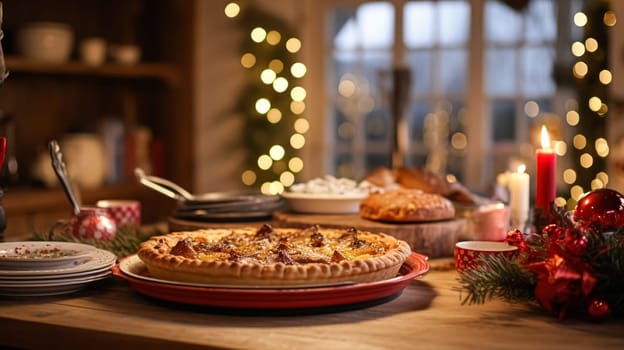 Christmas pie, holiday recipe and home baking, meal for cosy winter English country dinner in the cottage, homemade food and british cuisine inspiration