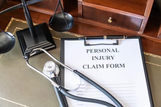 Legal Personal Injury Claim Form with Scales of Justice