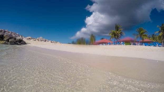 Tropical beach of Princess Cays Island in Bahamas