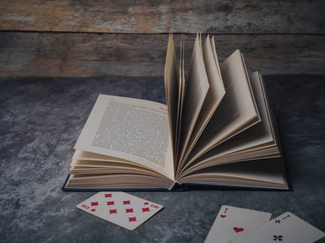 Open book on a marble background. High quality photo