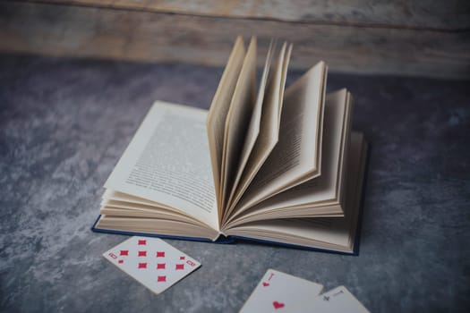 Open book on a marble background. High quality photo