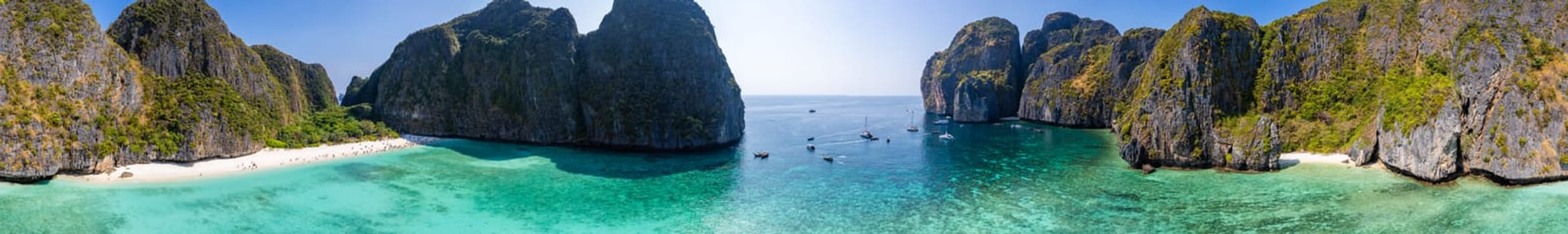 Aerial view of Maya bay in koh Phi Phi Leh, Krabi, Thailand