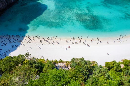 Aerial view of Maya bay in koh Phi Phi Leh, Krabi, Thailand